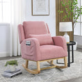 YAFF 27.5 W Modern Accent High Back Living Room Casual Armchair Rocker with One Lumbar Pillow Two Side PocketsTeddy-642