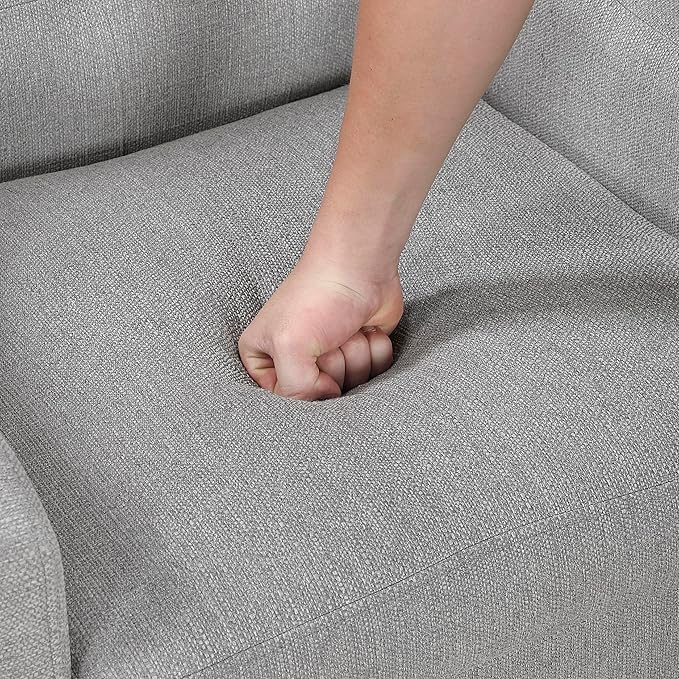 Lexicon Living Room Accent Chair Textured Fabric Upholstered Arm Chair with Button Tufted Back Sloped Arms and Wooden Legs Gray