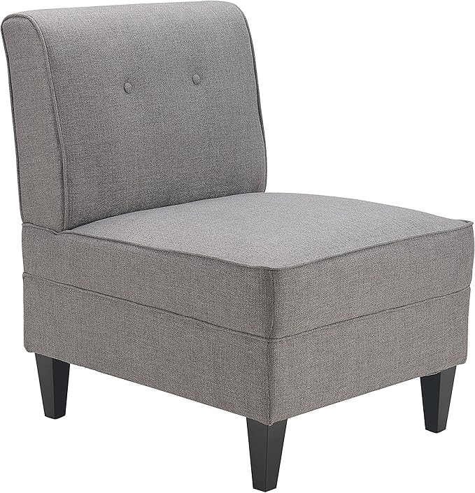 Serta Copenhagen Modern Accent Chair Button Tufted Backrest Sinuous Spring Seat Cushion Rubberwood Legs Upholstery for Living Room Bedroom and Small Spaces Polyester Woven Fabric Gray