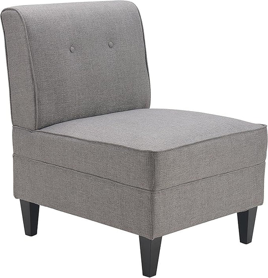 Serta Copenhagen Modern Accent Chair Button Tufted Backrest Sinuous Spring Seat Cushion Rubberwood Legs Upholstery for Living Room Bedroom and Small Spaces Polyester Woven Fabric Gray