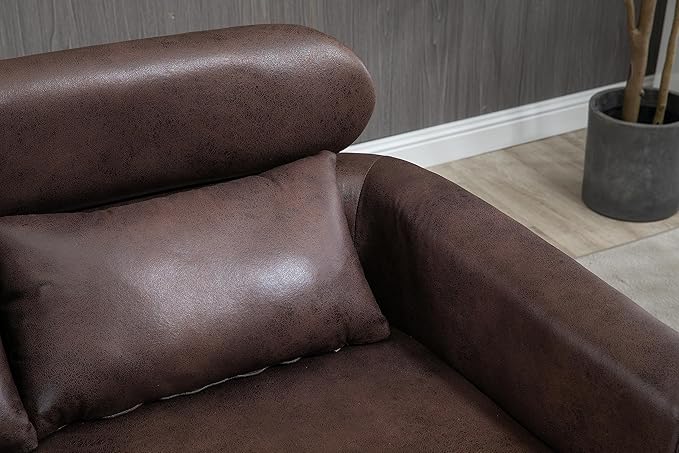 29.5W Classical Accent Chair Armchair Upholstered Reading Chair Single Sofa Leisure Club Chair with Black Metal Leg and Throw Pillow for Living Room Bedroom Dorm Room OfficeDark Brown Bronzing Suede