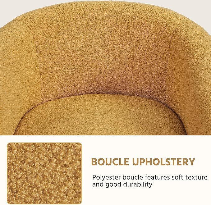 Yaheetech Accent Chairs for Living Room Furry Barrel Chairs Set of 2 Sherpa Chairs with Soft Padded Armrest Club Chairs for Bedroom Waiting Room Office Mustard Yellow