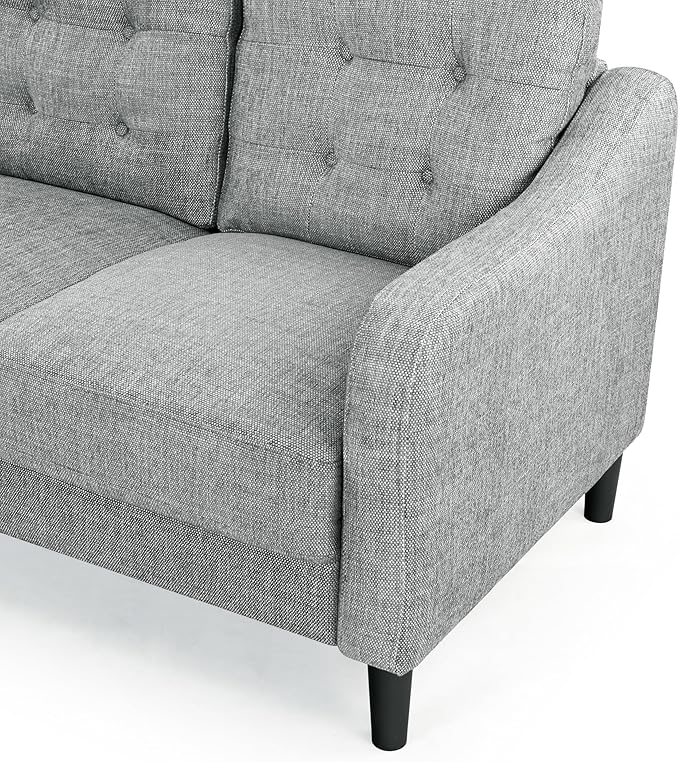 SAFAVIEH Couture Furniture Collection Nathaniel Grey Tufted 3-Seater Sofa