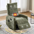 Manual Swivel Rocker Recliner Chair with Vibration Massage Overstuffed Glider Chair with Lumbar Heat for Nursery Living Room Reclining Sofa Chair Chenille Fabric Green
