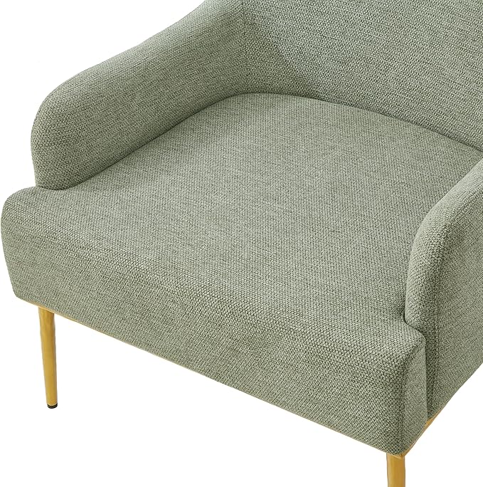 Christopher Knight Home Justin Modern Accent Chair with Metal Legs Chenille Upholstered Lounge Chair Indoor Curved Backrest Armchair Soft Cushion Seating for Living Room Reading Home Green