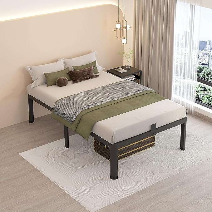 MAF 14 Inch Twin Metal Platform Bed Frame with Round Corner Legs 3000 LBS Heavy Duty Steel Slats Support Noise Free No Box Spring Needed Easy Assembly