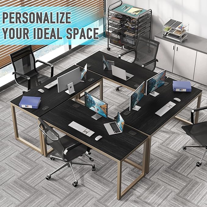 SHW 55-Inch Commercial-Grade Office Computer Desk Espresso