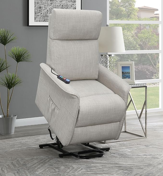 Coaster Home Furnishings - Henrietta - Fabric Upholstered Power Lift Massage Chair with Heat &amp Massage Functions USB Charging Port and Wired Remote - Living Room - Beige - 609407P