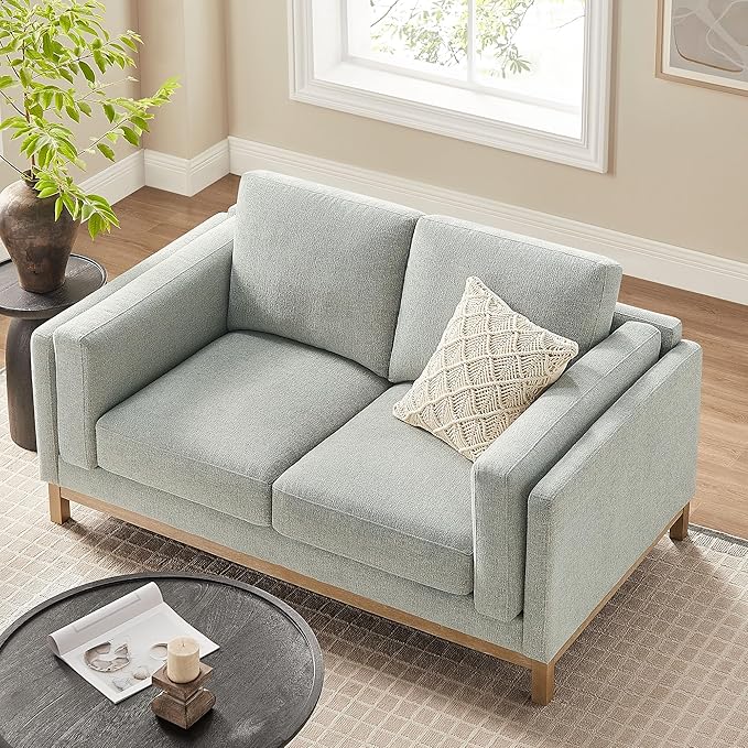 Modway Roscoe 63 Inch Fabric Loveseat in Mist - Comfortable Upholstered 2 Seater Couch for Living Room Apartment or Office Seating