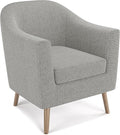 SIMPLIHOME Thorne Accent Chair - 30 inch Wide Upholstered Contemporary Arm Chair in Classic Grey for Living Room or Bedroom with Curved Back Removable Cushion and Durable Fabric Upholstery