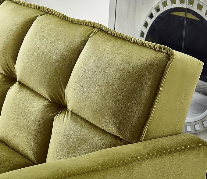 Legend Vansen 80'' Velvet Love seat Convertible Futon Two Pillows Sleeper Couch with 3 Adjustable Backrests Sofa Bed Large Sleeping Area Sofabed Green