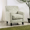 Furniture of America Nymph Transitional Fabric Upholstered V-Pattern Chair with Box Seat Cushion for Living Room Bedroom Gray and Green