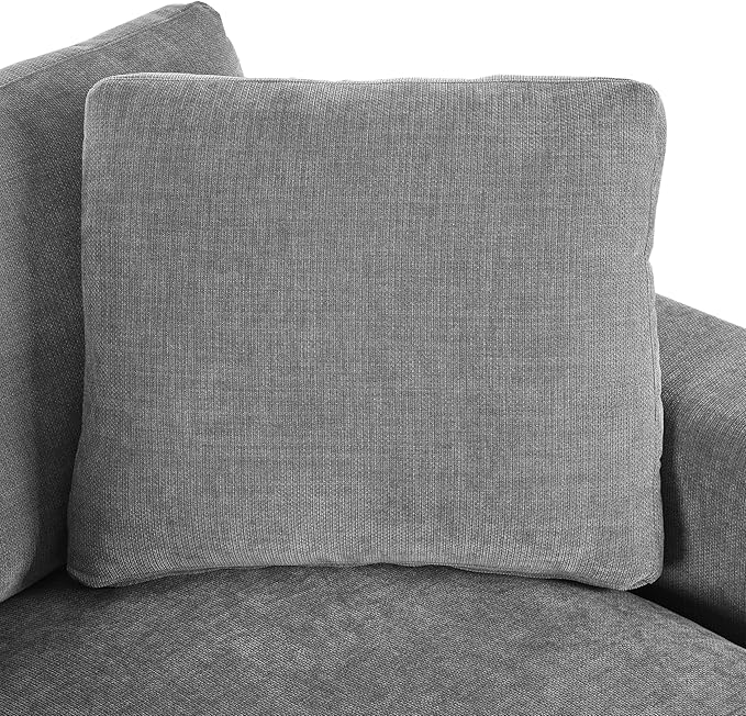 Christopher Knight Home Larrz Oversized Chaise Lounge Chair Indoor Cozy Upholstered Sleeper Sofa Couch Durable Wood Frame Deep Seat Reading Chair with 2 Throw Pillows and Armrests Gray