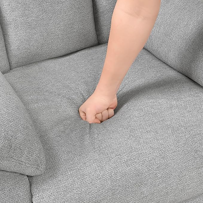 Lexicon Manual Double Recliner Couch for Living Room Chenille Fabric Upholstered Reclining Sofa Home Theater Seating Easy Assembly Recliner Couch Gray