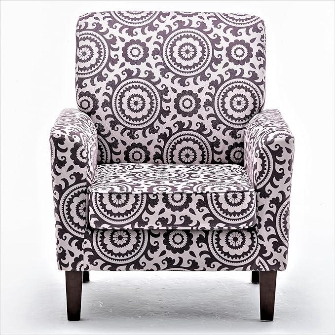 Contemporary Accent Arm Chair with Birch Wood Frame and Velvet Upholstery Armchair for Office and Living Room Decor Removable Cushions 02 Printed Fabric
