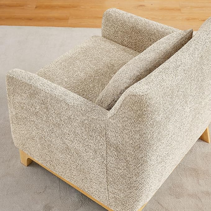 VANOMi Accent Chairs for Living Room Sherpa Oversize Accent Chair with Thick Cushion 31 Inch Comfy Chair for Bedroom Apartment Camel