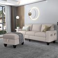 78'' Convertible Sectional Sofa Couch: Beige 3 Seat L-Shaped Sofa Couches with Storage Ottoman and Pockets - Modern Linen Upholstered Sofa Couch Sets for Living Room Office Apartment Small Space
