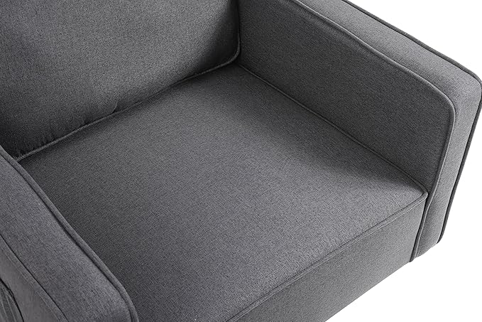 Modern Linen Swivel Accent Chair Comfy Armchair with 360 Degree Swiveling for Living Room Bedroom Reading Room Home Office (Dark Grey)