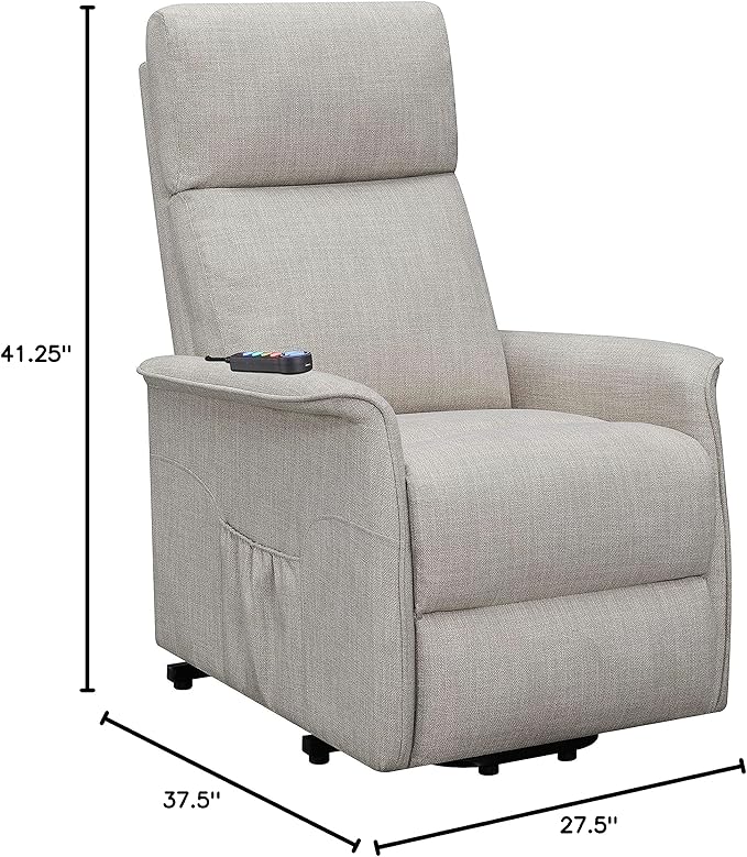 Coaster Home Furnishings - Henrietta - Fabric Upholstered Power Lift Massage Chair with Heat &amp Massage Functions USB Charging Port and Wired Remote - Living Room - Beige - 609407P