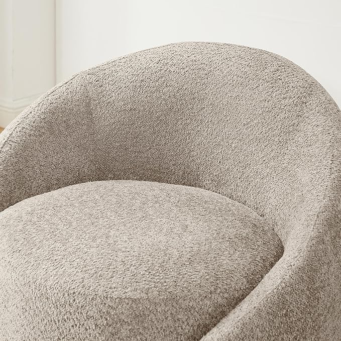VANOMi 360 Degree Swivel Barrel Chair Modern Living Room Chairs with Armrest Cozy Reading Chair for Adults Small Space Living Room Camel