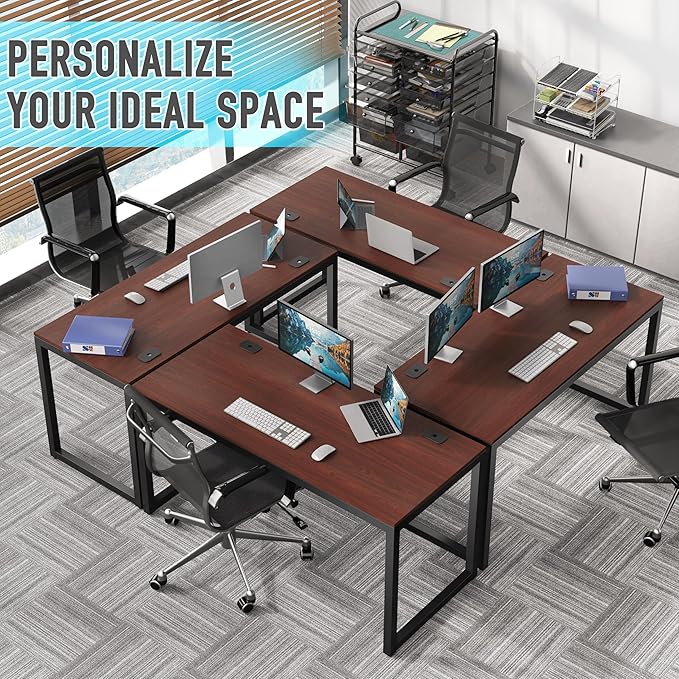 SHW 55-Inch Commercial-Grade Office Computer Desk Cherry