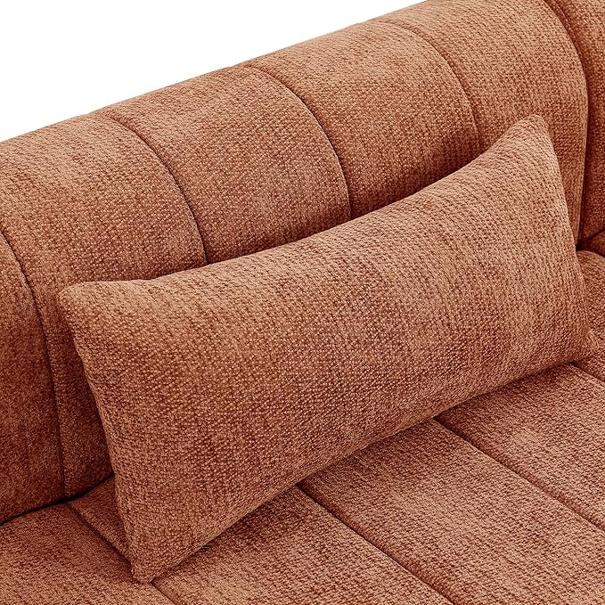 145.5 Inch Modular Full-Compressed Sectional SofaBeige Polyester Upholstered Modular Sofa with 4 PiecesCompressed Sponge Modular Couch for Living Room (Orange#81)