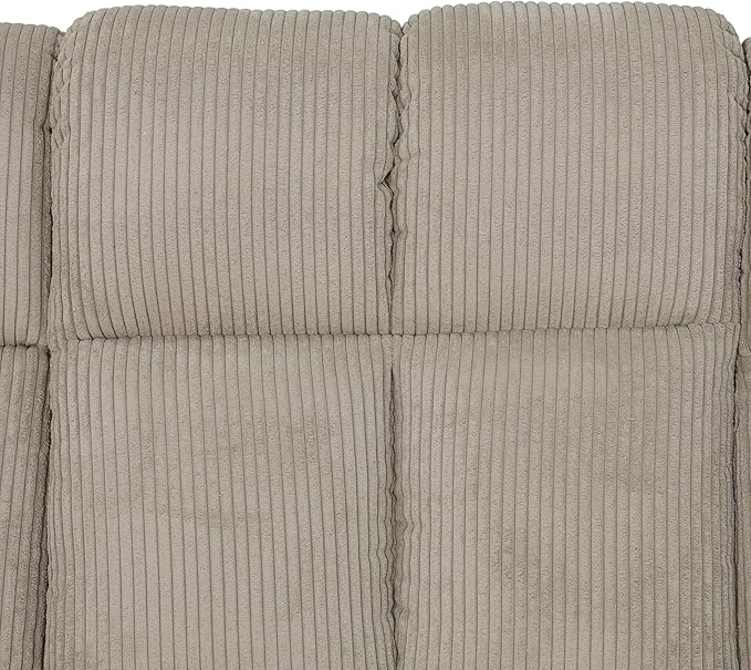 Fabric Recliner Sofa Chair Manual Reclining Chair Comfy Upholstered Single Recliner Couch with Padded Armrest Modern Corduroy Living Room Furniture for Home/Office (Beige 1 Seat)
