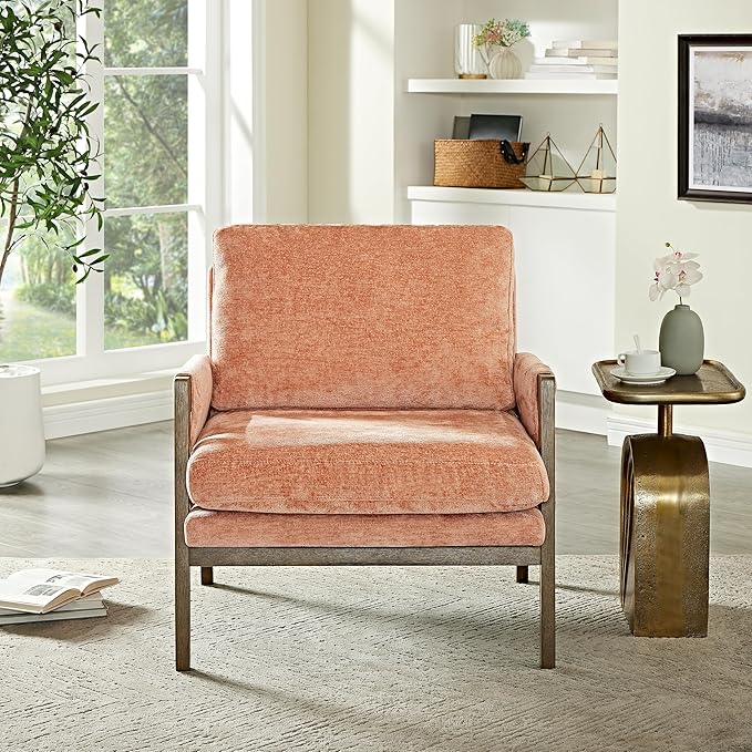 Roundhill Furniture Kelly Mid-Century Modern Accent Armchair Orange