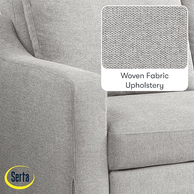 Serta Hawthorne 66.1 Slipcovered Convertible Sleeper Loveseat Full Size Dreamcoil Comfort FingerGuard Pinch Point Protection Polyester Tweed Fabric Linen