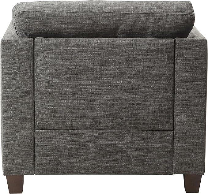 Light Charcoal Linen Accent Chair with Plush Pillows Modern Design for Living Room or Bedroom Elegant Nailhead Trim
