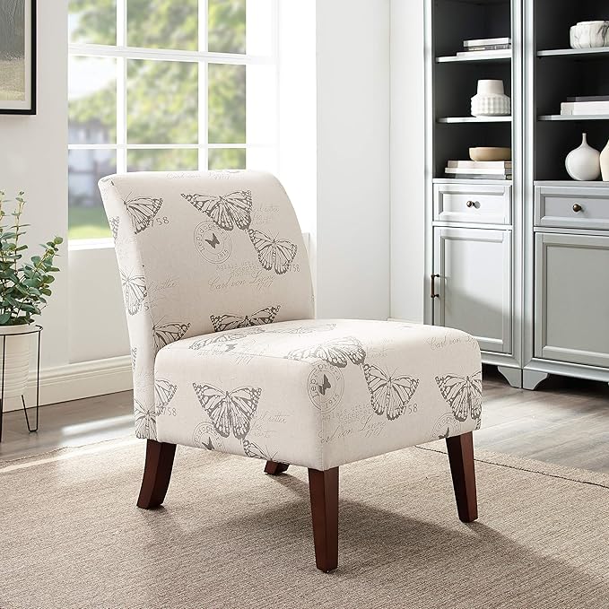 Linon Butterfly Dark Espresso Linen Lily Chair 21.5 W x 29.5 D x 31.5 H