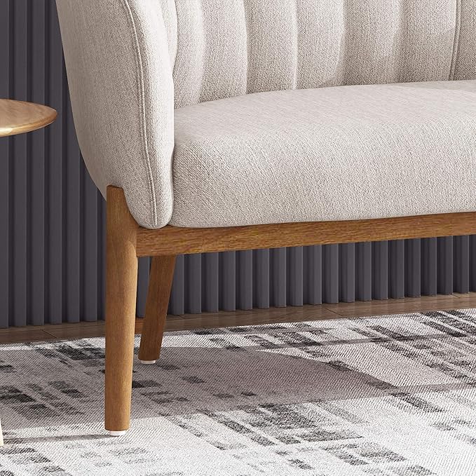 Great Deal Furniture Noble House Galena Mid-Century Fabric Loveseat in Beige