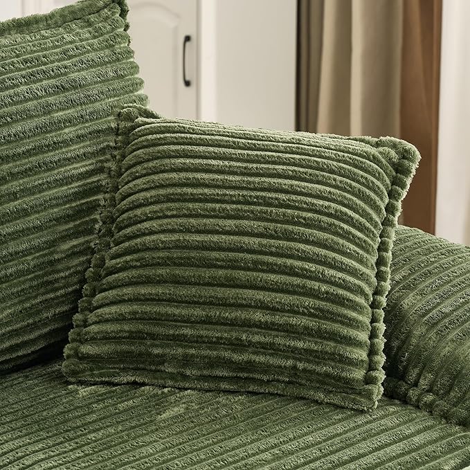 Oversized Armchair with Ottoman Corduroy Reading Chair for Bedroom &amp Living Room Modern Floor Sofa Chair Comfy Lazy Lounge Chair No Assembly Required Green