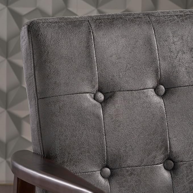 Club Chair Mid Century Modern Microfiber Club Chair with Wood Frame Accent Chairs for Living Room/Bedroom/Office/Cafe