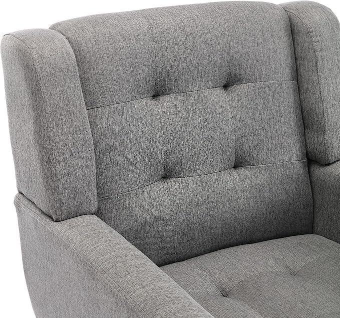 Modern Soft Linen Material Ergonomics Accent Chair Living Room Chair Bedroom Chair Home Chair with Black Legs for Indoor Home OZ855