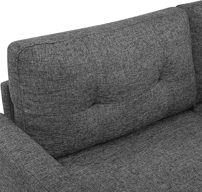 Gray 56 Loveseat Sofa Couches for Small Spaces Mid Century Love Seat Couches for Living Room Upholstered 2-Seater Small Couch for Bedroom ApartmentSolid Wood Legs Easy Assembly (Dark Gray)