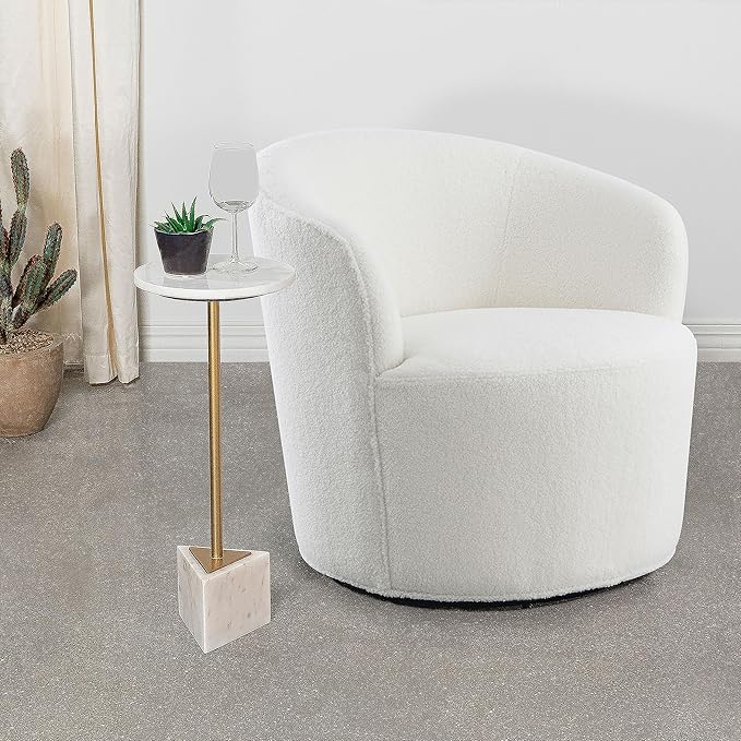 Coaster Home Furnishings - Joyce - Upholstered Barrel Back Swivel Chair with 360-Degree Seating and Padded Seat - Living Room - White - 905633