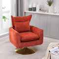 JOSHEN 360 Swivel Accent Chair IndoorModern Linen ArmchairComfortable Upholstered Lounge Chair with Metal Base for Living RoomApartmentOfficeOrange