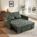 Sofa Bed Loveseat 3-in-1 Sleeper Sofa with Pull Out Bed Pockets and USB Modern 2 Seater Convertible Small Couch for Living Room Bedroom Apartment (Green Corduroy)