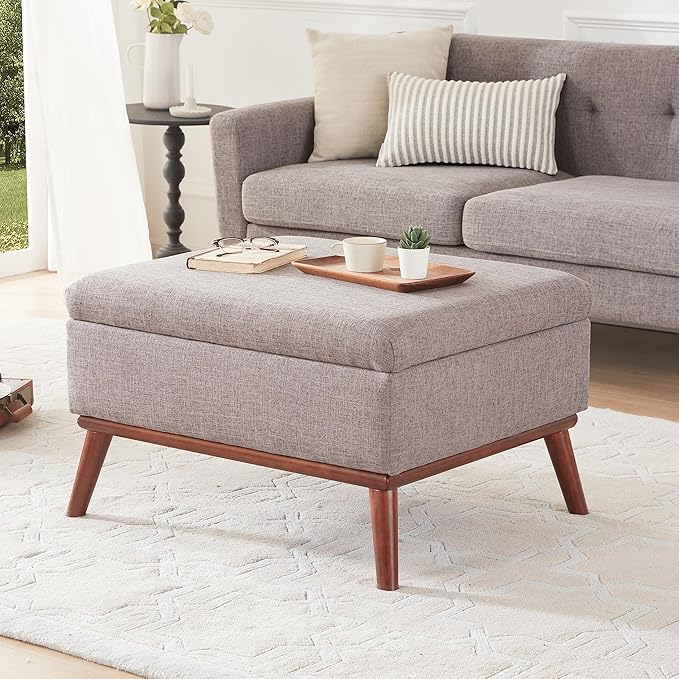 Kingfun 65 W Loveseat Sofa with Ottoman Coffee Table Mid Century Modern Decor Love Seat Couches and Ottoman with Storage for Living Room Button Tufted Upholstered Love Seats Furniture Set Grey | l