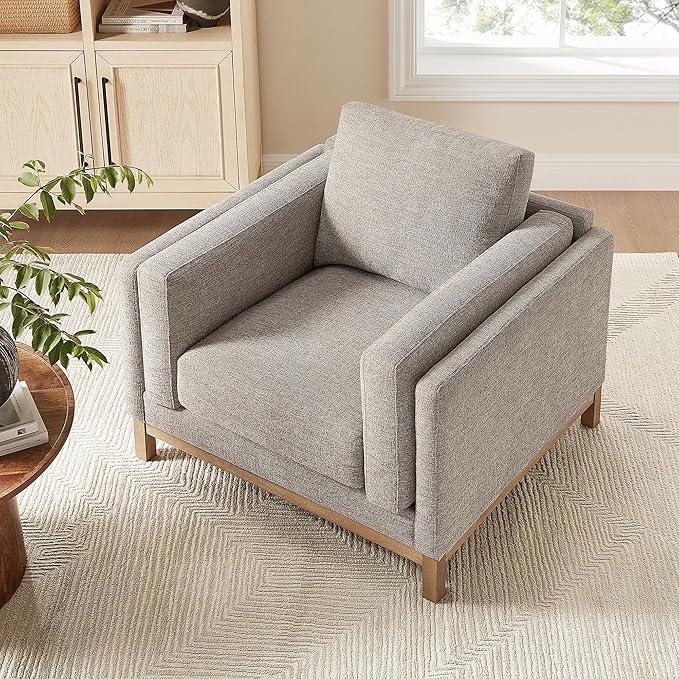 Modway Roscoe Fabric Armchair in Pewter - Comfortable Deep Seat Accent Chair with Arms for Living Room or Bedroom