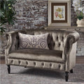 Christopher Knight Home Milani Tufted Scroll Arm Velvet Loveseat Grey / Dark Brown