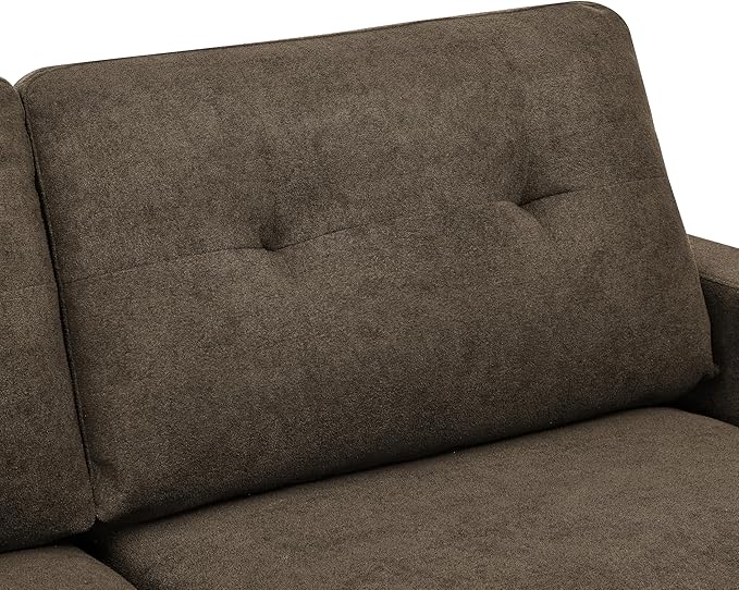 Brown 67 Loveseat Sofa Couches for Small Spaces Mid Century Love Seat Couches for Living Room Upholstered 2-Seater Small Couch for Bedroom ApartmentSolid Wood Legs Easy Assembly (Brown)