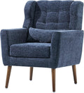 Modern Accent Chair Upholstered Foam Filled Living Room Chairs Comfy Reading Chair Mid Century Modern Chair with Chenille Fabric Lounge Arm Chairs Armchair for Living Room Bedroom (Dark Blue)