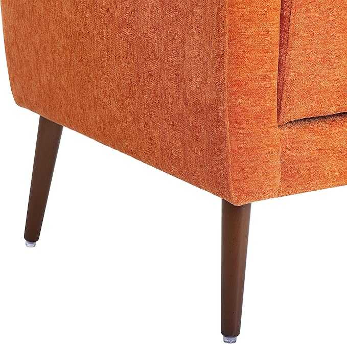 Harper &amp Bright Designs Modern Accent Living Room Chairs Comfy Chenille Fabric Upholstered Foam Filled Mid Century Arm Chairs for Living Room Reading Room BedroomOrange
