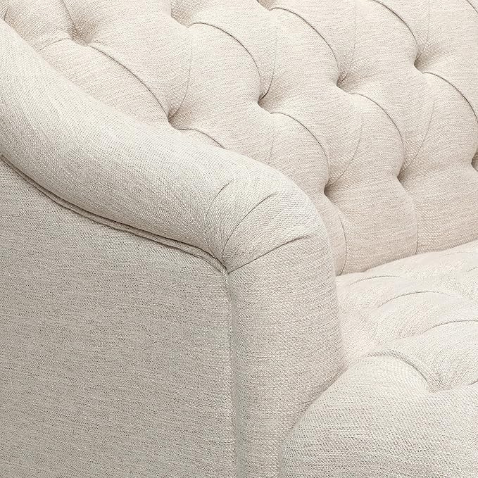 Modern Wingback Tufted Velvet Loveseat 73.25 3 Seat Sofas Settee Bench Banquette Chesterfield Love Seat with High Back Thick Padded Cushioned Upholstered Couch for Living Room Victorian Beige