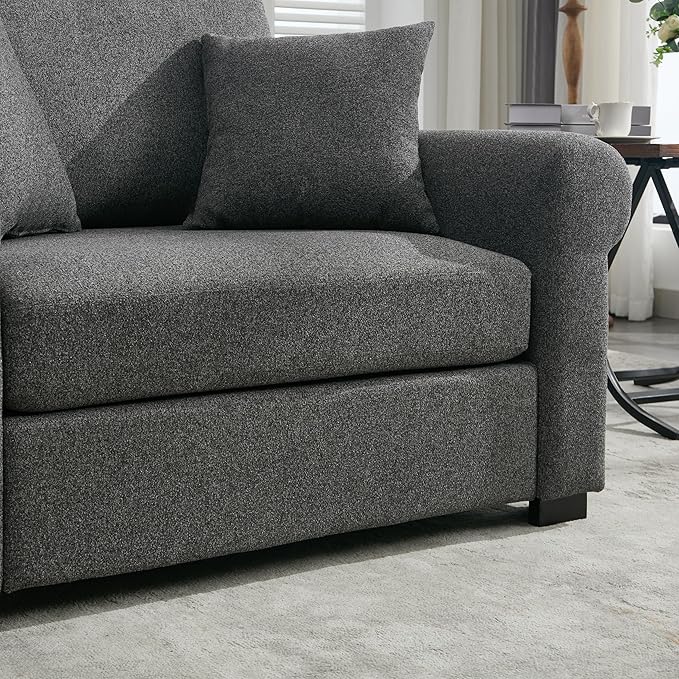 Modern Chenille Oversized Armchair 44.5 Wide Accent Chair Luxurious Chenille Fabric Single Sofa Chair with Pillows and Wide Armrests Living Room Apartment Offices (Grey-44.5'')
