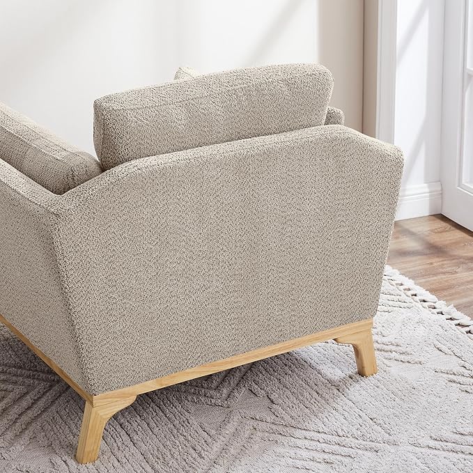 VANOMi Large-Sized Accent Chair Thick Cushion Bedroom Reading Chair Comfortable Living Room Single Sofa Boucle Camel