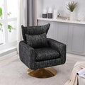 JOSHEN 360 Swivel Accent Chair IndoorModern Linen ArmchairComfortable Upholstered Lounge Chair with Metal Base for Living RoomApartmentOfficeBlack