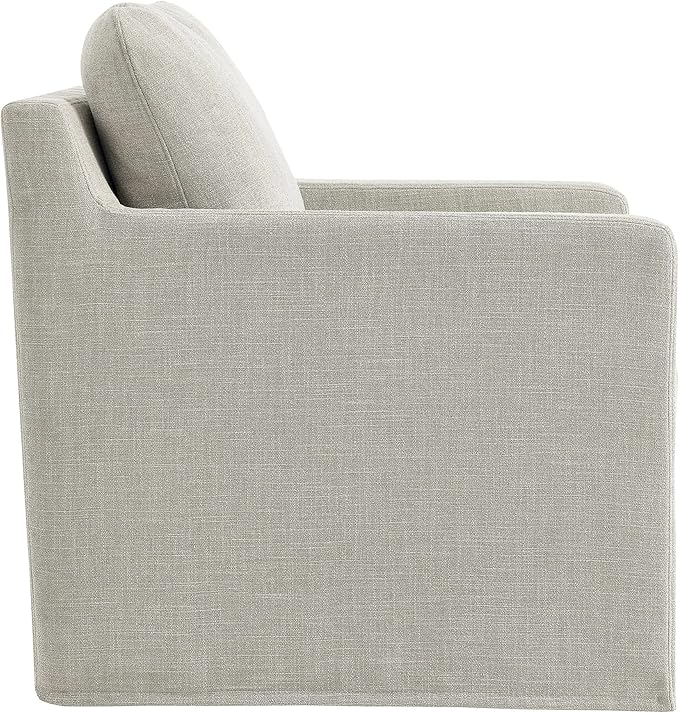 Modway Serene Swivel Accent Armchair in Linen - Modern Fabric Upholstered Chair - Slipcovered Armchair - Swivel Chair for Living Room or Bedroom